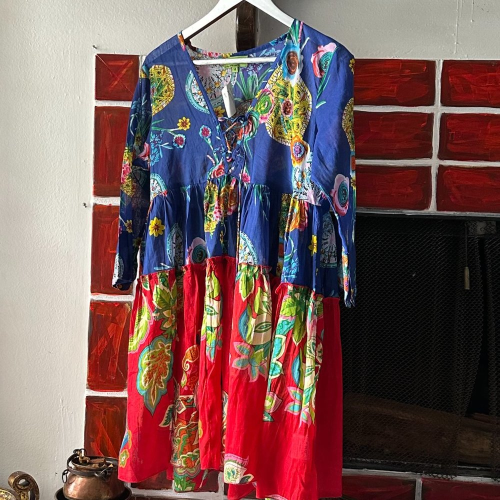 HHG Design Ibiza Sequins Fine Cotton Bohemian  Tunic Dress